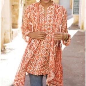 Soft Surroundings Paysan Medallion Boho Tunic Blouse